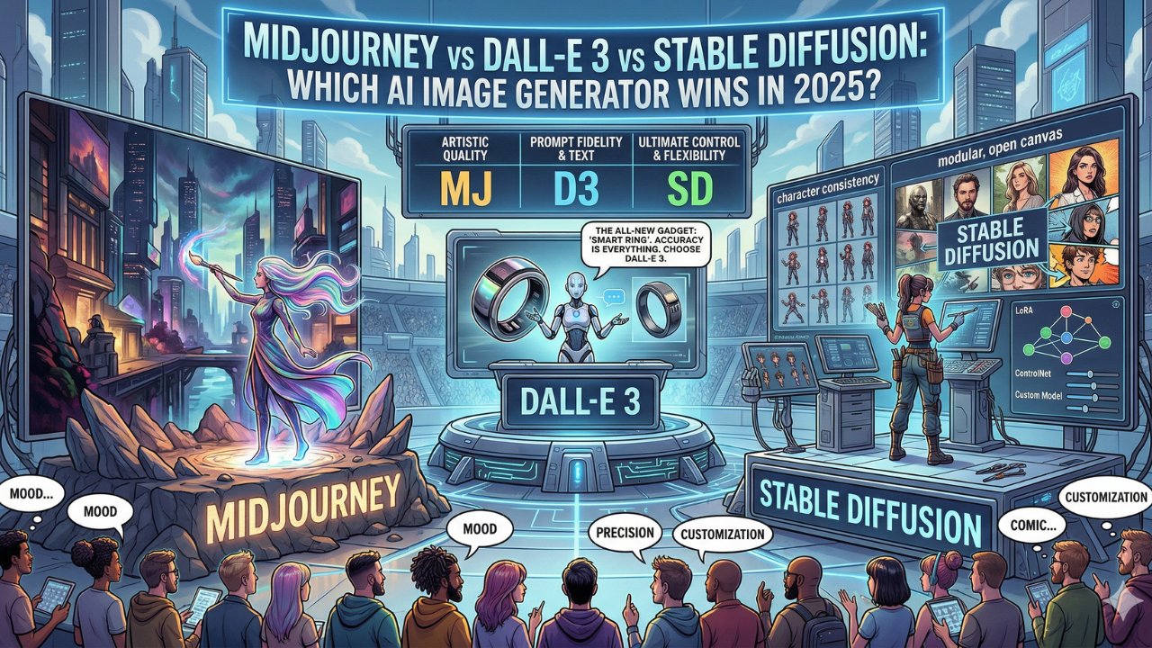 Midjourney vs DALL-E 3 vs Stable Diffusion: Which AI Image Generator Wins in 2025?